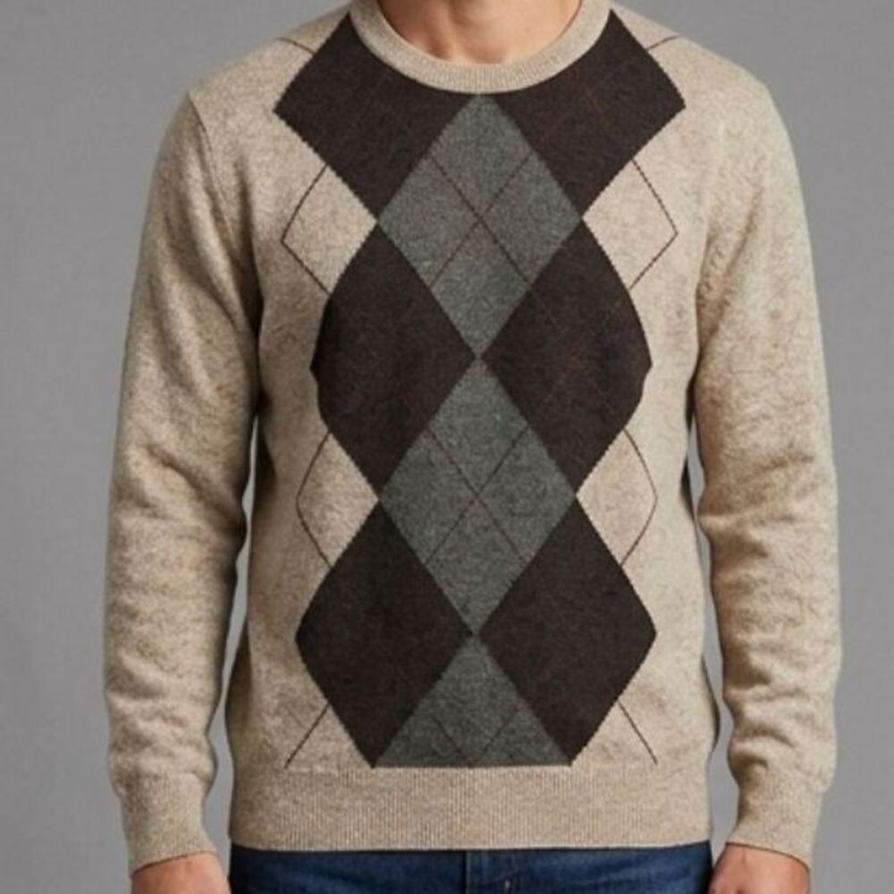 Dockers Gray Argyle Crewneck Sweater LG